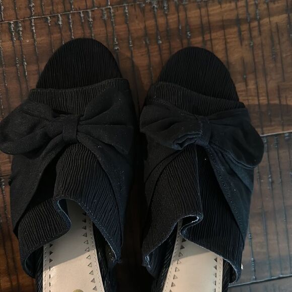 Circus Sam Edelman black bow peep toe block heels sandals 9.5 - Picture 5 of 7